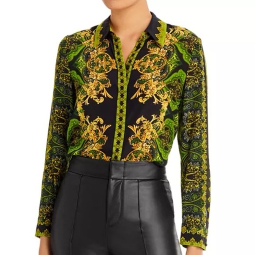 ALICE AND OLIVIA SILK BUTTON DOWN SZ XS